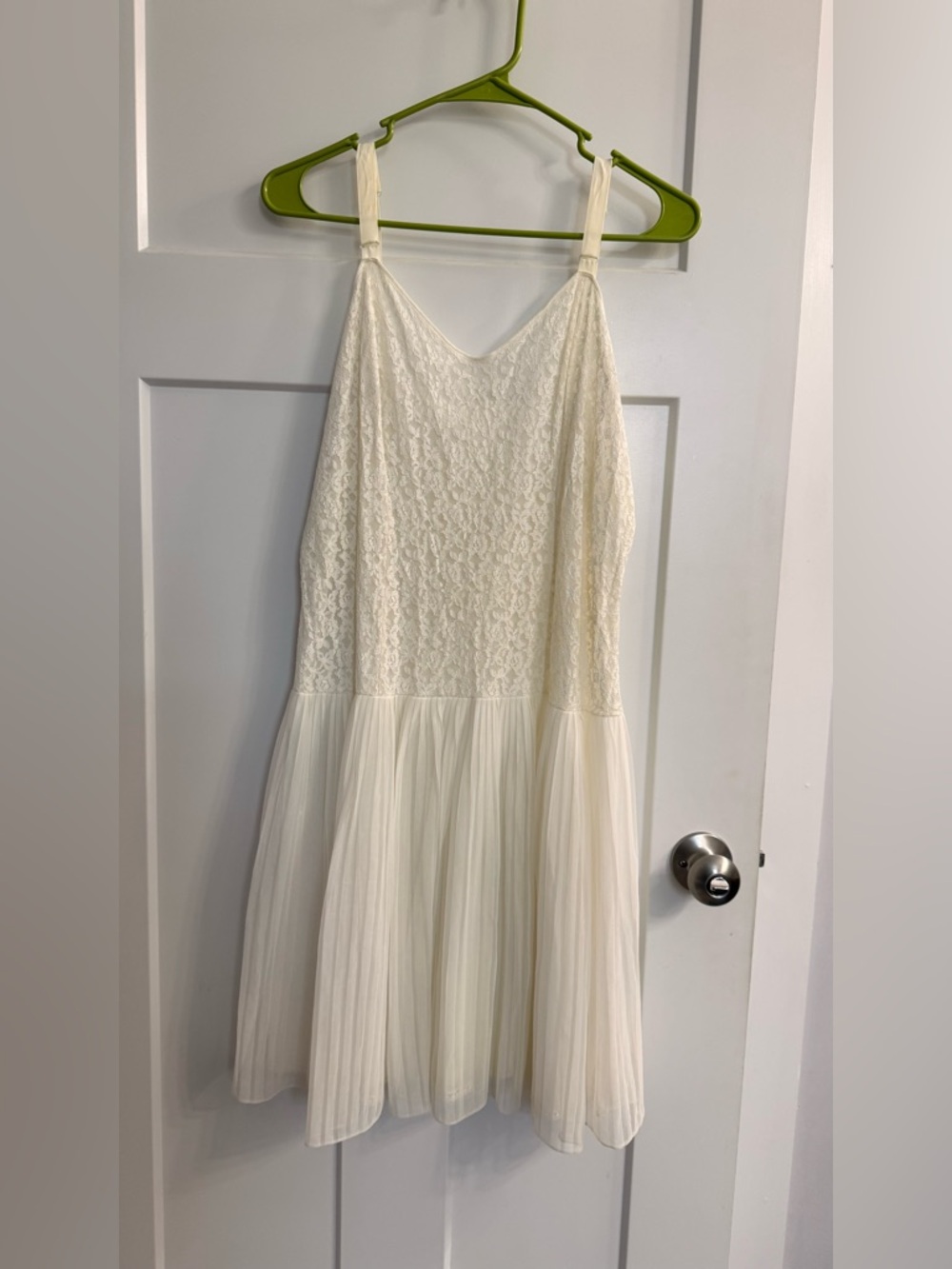 Ivory-Lace bodice with chiffon bottom  slip with adjustable straps.